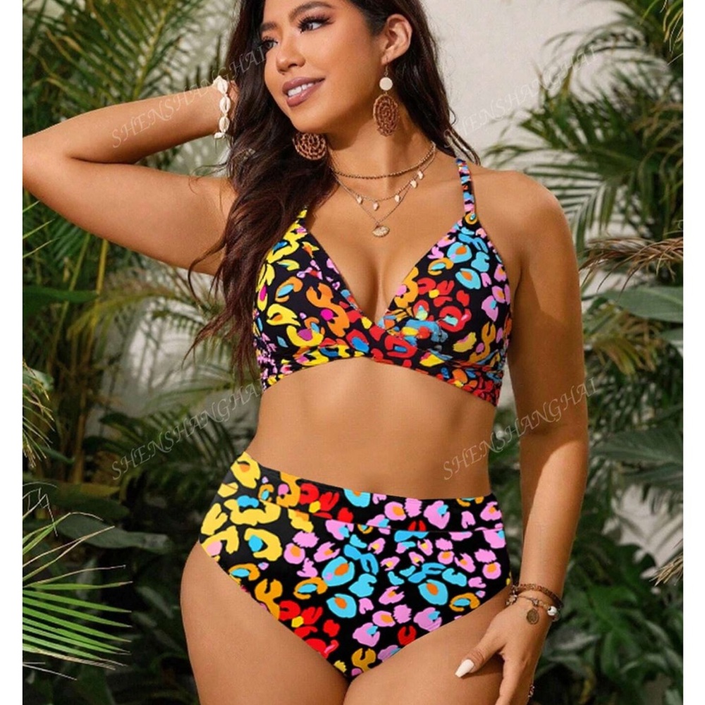 SHEIN Multicolor Cheetah High Waisted swimsuit